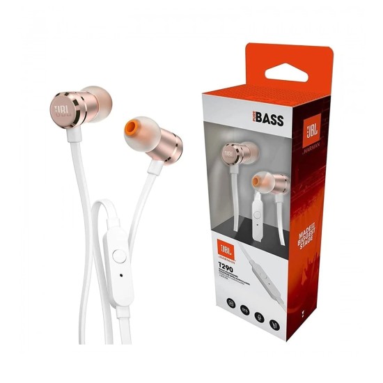 JBL WIRED IN-LINE EARPHONE T290 PURE BASS 3.5MM WHITE